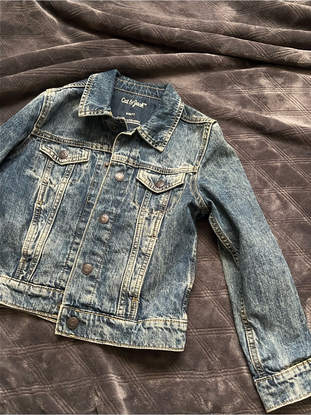Cat & Jack Distressed Blue Denim Jacket for Kids